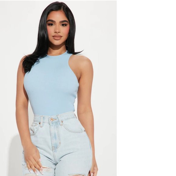 🆕 Baylen Ribbed Bodysuit - Slate Blue NWT - Picture 2 of 4